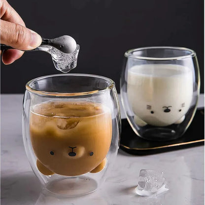 Creative Cute Bear Double-layer Coffee Glass Cup