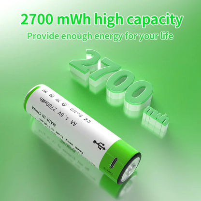 Rechargeable li-ion battery
 USB 1.5V AA 2700mAh +Cable