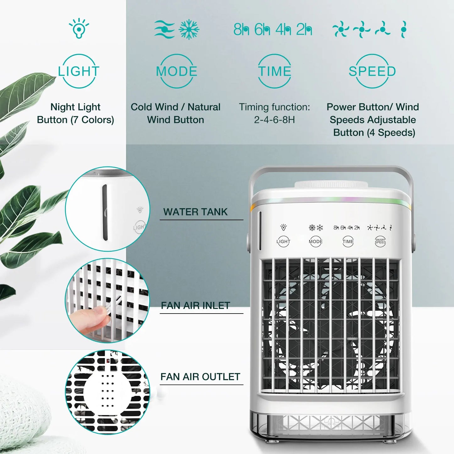 Mini Air Conditioning Cooling Fan Multi-function Usb