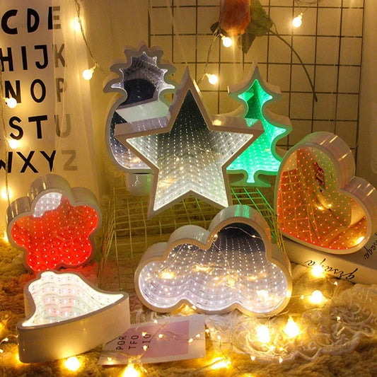 3D Mirror Lights Bells LED Mirror Tunnel Lamp