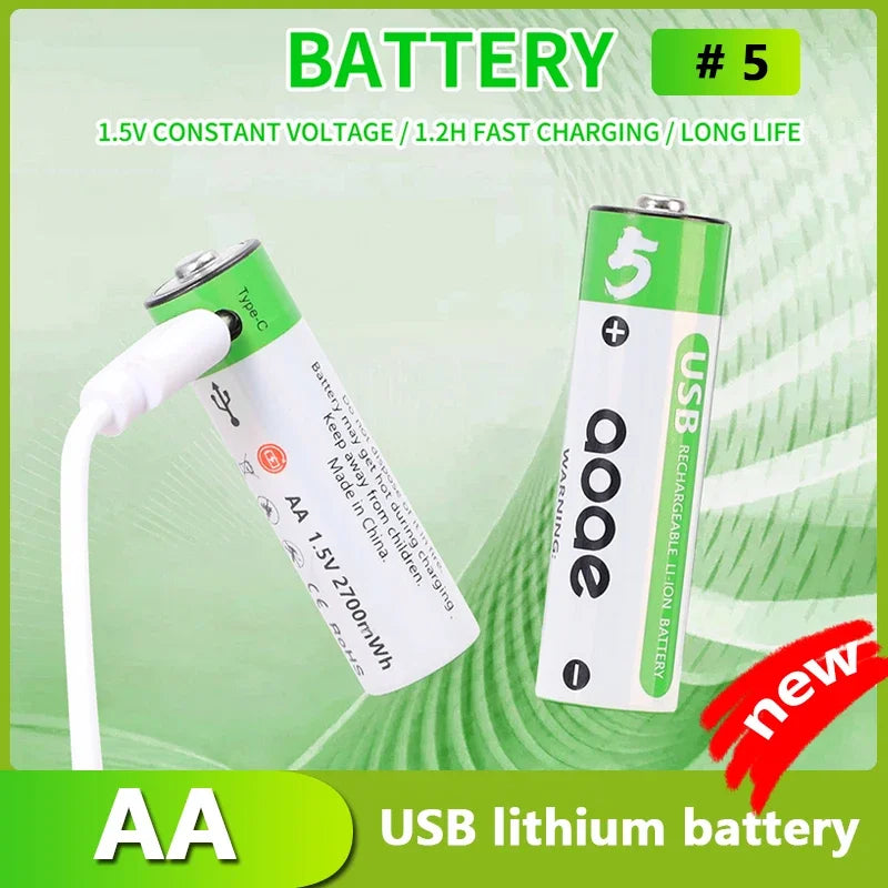 Rechargeable li-ion battery
 USB 1.5V AA 2700mAh +Cable