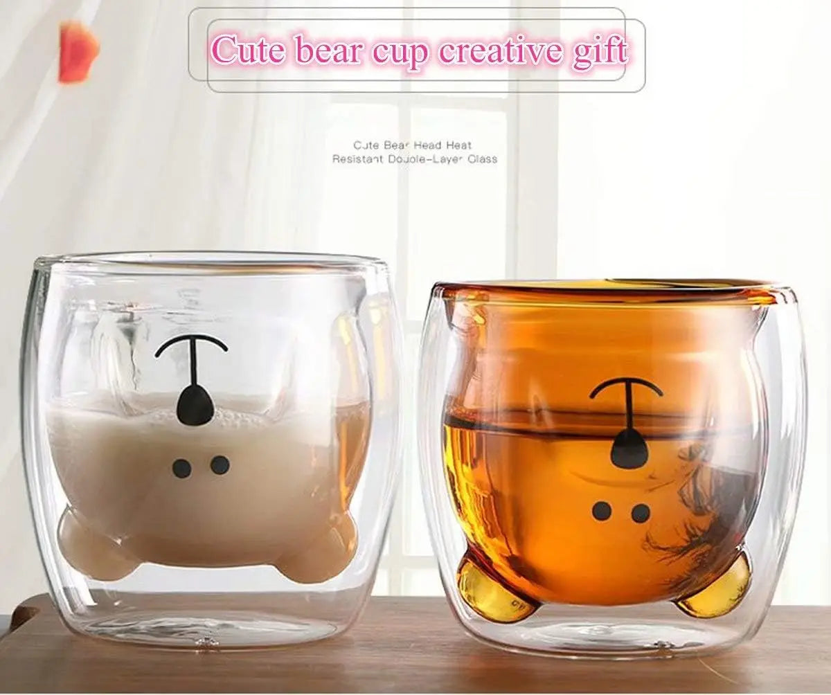 Creative Cute Bear Double-layer Coffee Glass Cup